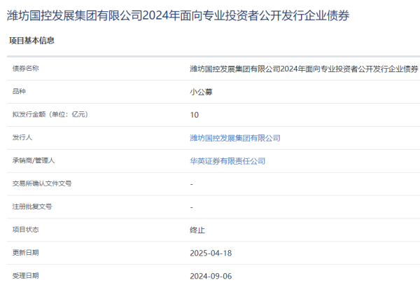 实时查股票配资 潍坊国控发展集团10亿元企业债终止审核