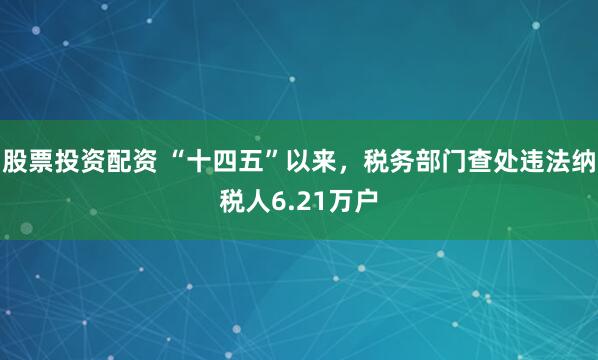 股票投资配资 “十四五”以来，税务部门查处违法纳税人6.21万户